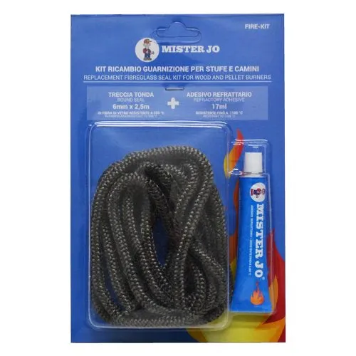 kit ricambio treccia + silicone alta temperatura ml 60 - ø 8x2,5 mt