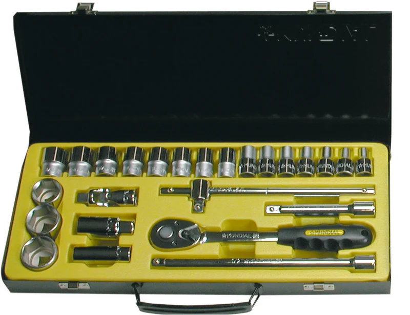 cassetta 25 bussole e accessori mundial in metallo 1/2"