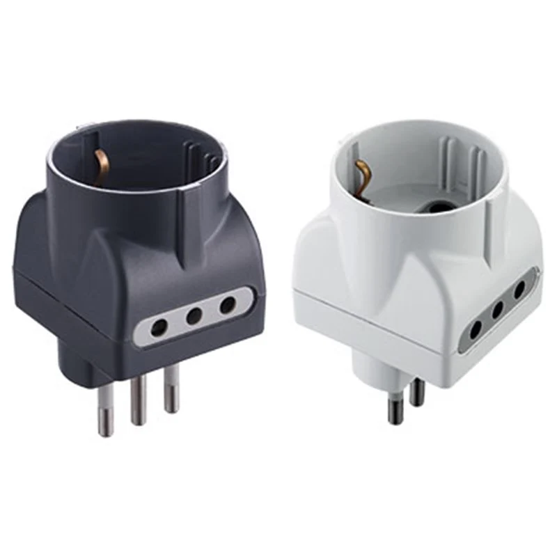 adattatore triplo schuko/bivalente 2p+t - presa 10/16a 2p+t