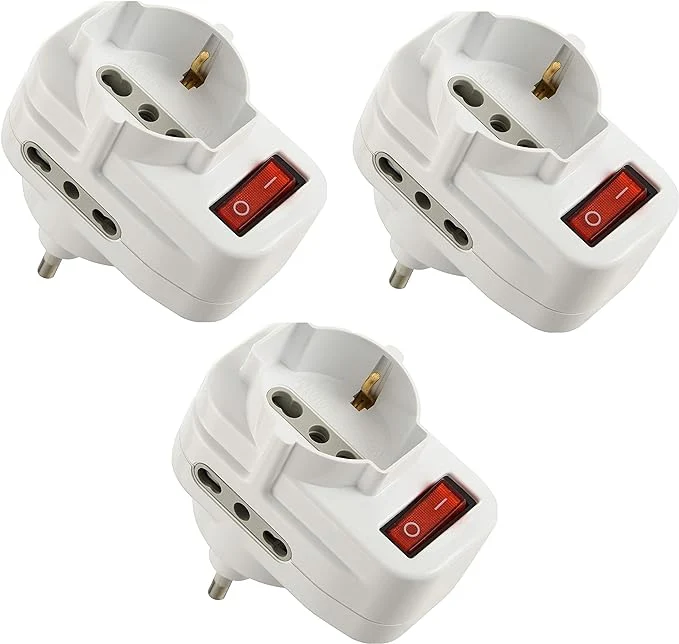 adattatore triplo rotante 16a 2p+t - presa 10/16a 2p+t