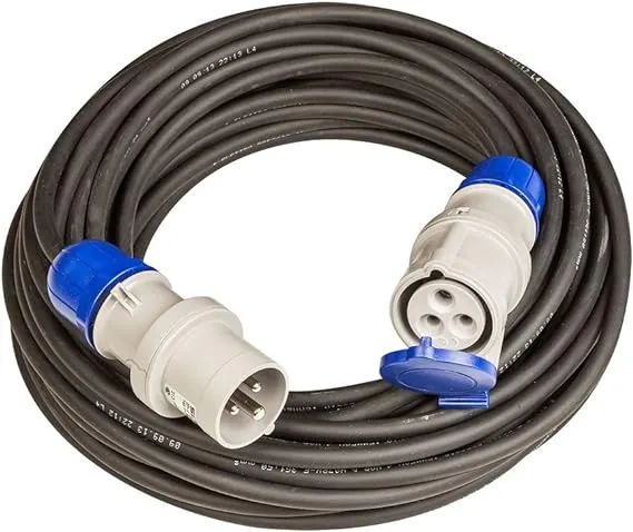 prolunga industriale con cavo in gomma ip67 16a 2p+t 200-250v - 20 mt