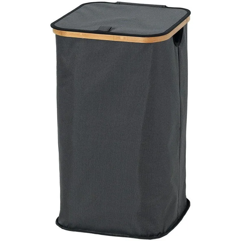 Portabiancheria in bambù 33,5 × 33,5 × 58,5 cm grigio scuro/nero
