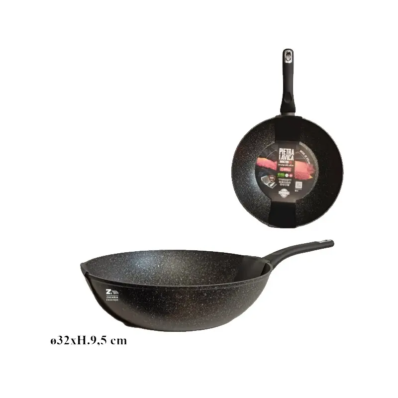 Wok saltapasta in pietra lavica Ø 32 cm antiaderente, Induzione