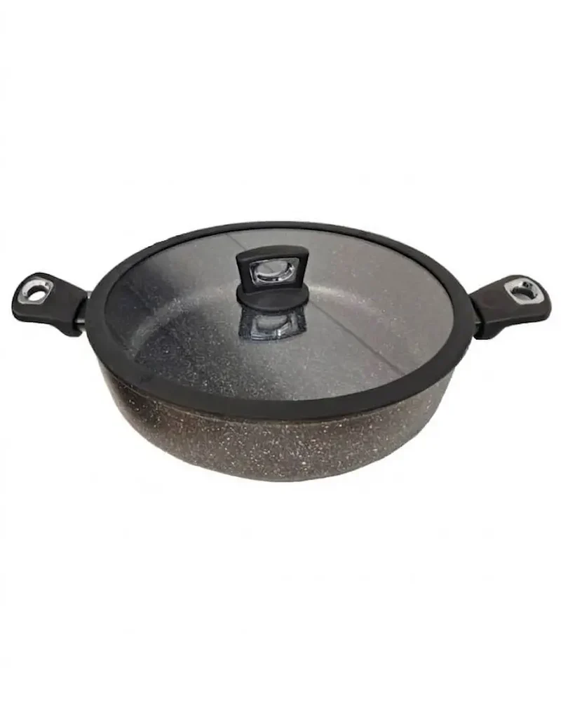 Tegame 2 manici pietra lavica induction Ø 28 cm con rivestimento antiaderente
