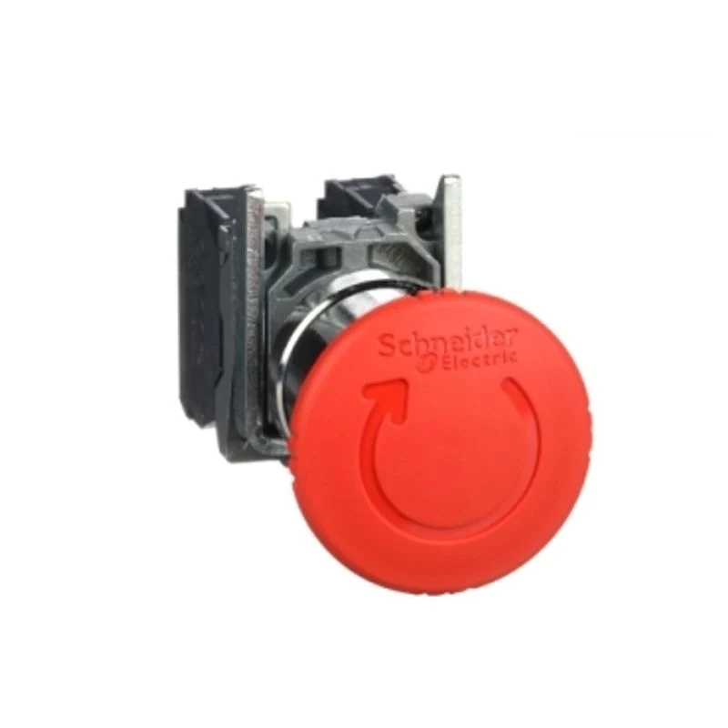 SCHNEIDER XB4BS8445 - Pulsante arresto emergenza Ø22 testa fungo Ø40 rosso sblocco a rotazione 1NO+1NC