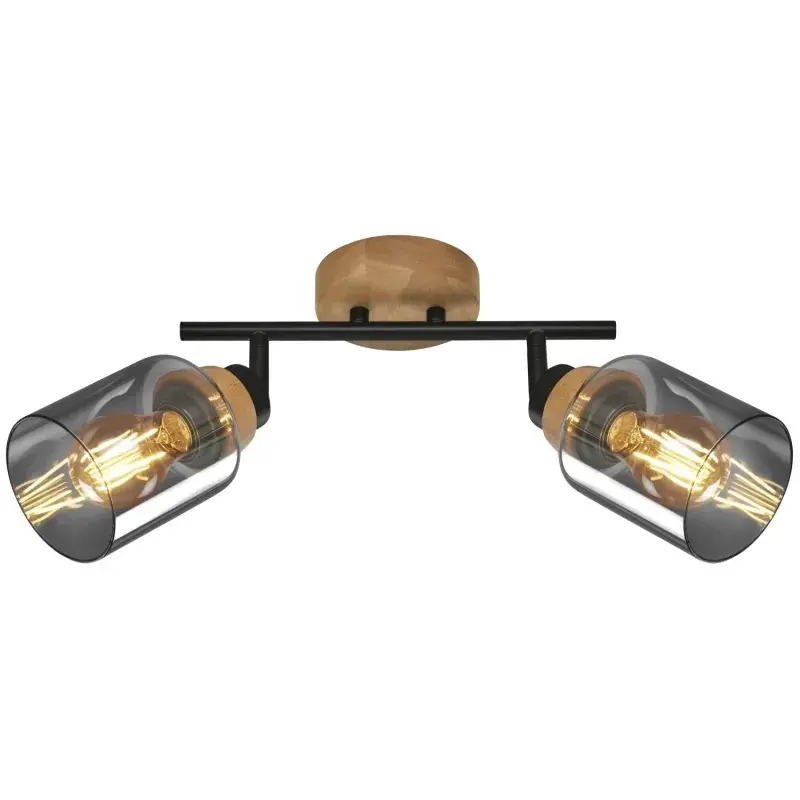 Faretto Spot Hema 2 Luci E27 28 cm nero smoke orientabile