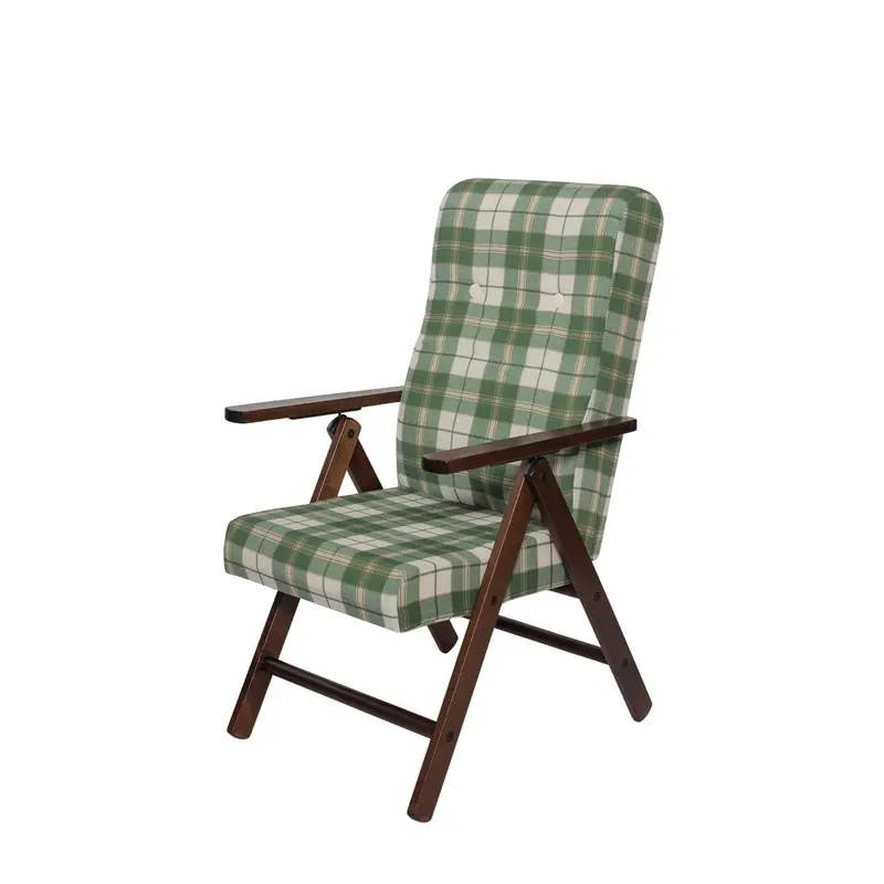 Poltrona Relax Molisana verde scozzese regolabile in legno di faggio