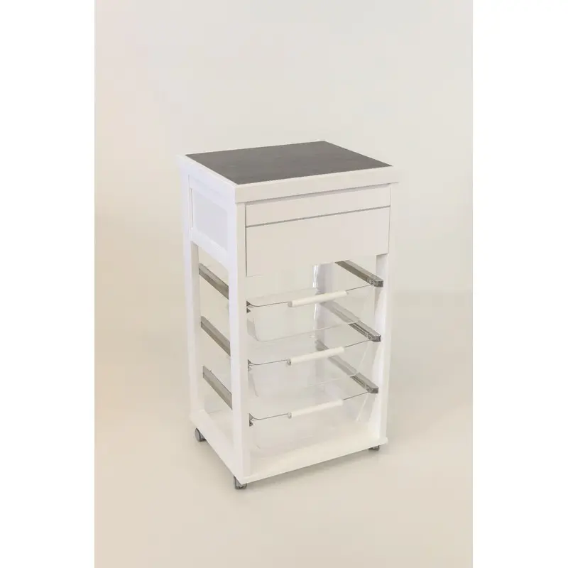 Carrello Prestige bianco con top in ceramica e cesti estraibili