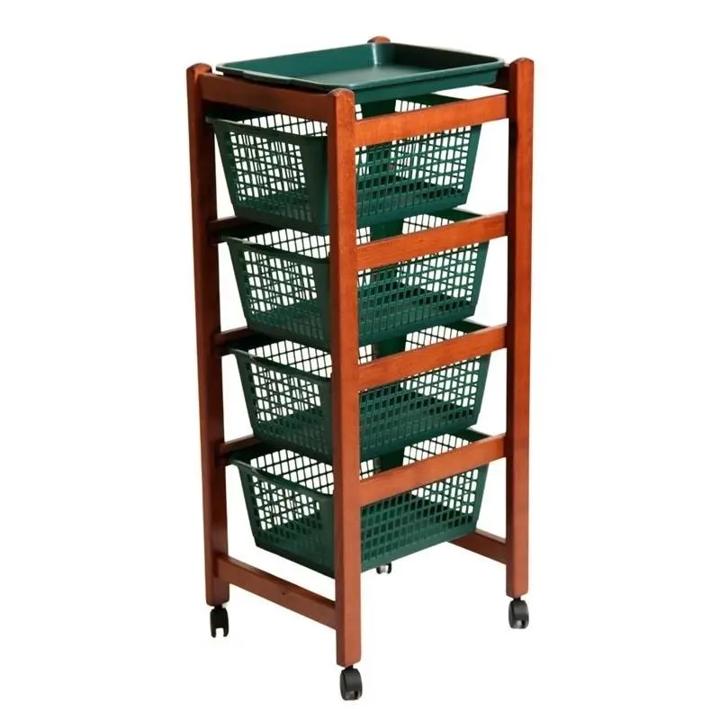 Carrello portafrutta Jolly ciliegio con 4 cestini estraibili cm 37 x 30 x 85 h