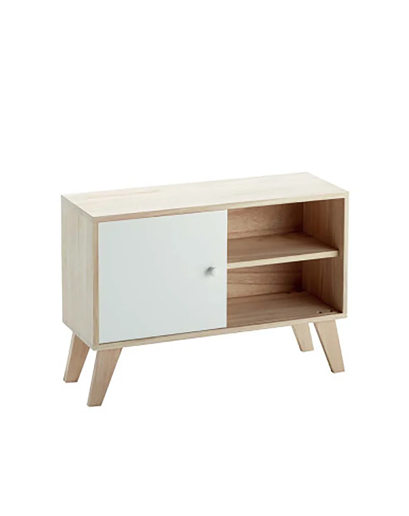 Mobile due vani con ante scorrevoli in legno di paulownia KING HOME