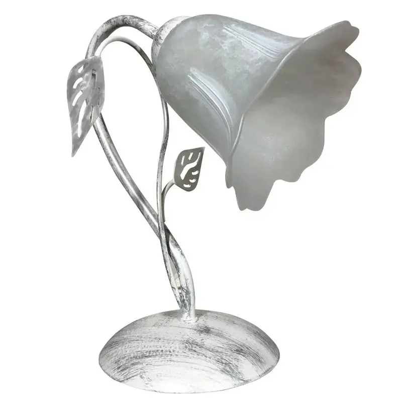 Lume Teresa 1 luce E14 bianco/argento con vetro spugnato bianco