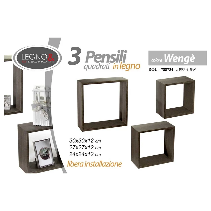 Set 3 moduli wengè 30/27/24 cm