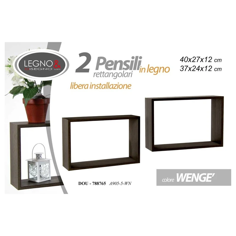 Set 2 moduli colore wengé 40x27/37x24 cm