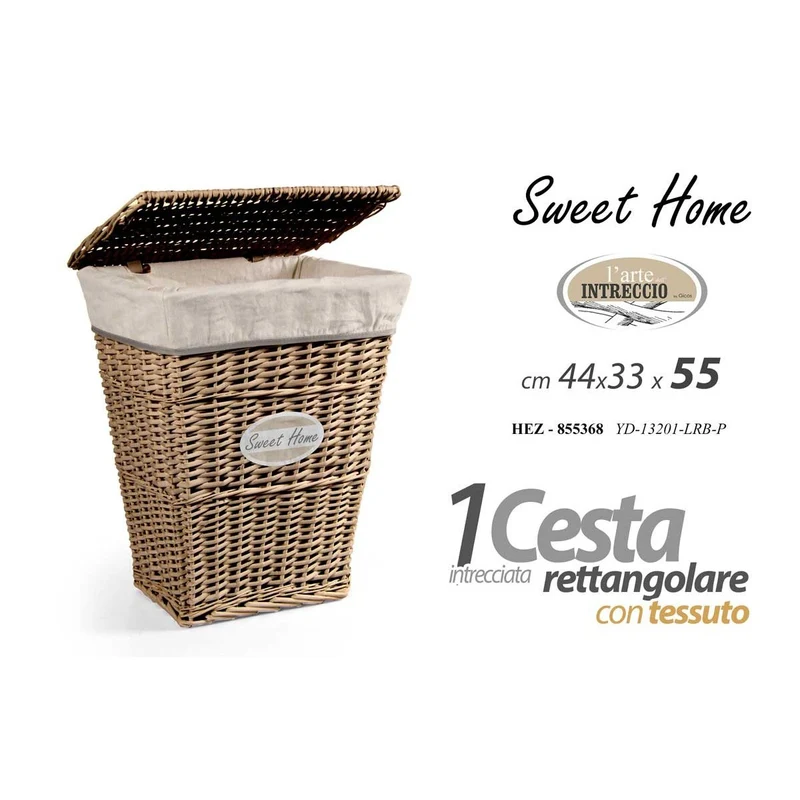 Cesta intrecciata rettangolare cm 44x33x55 h