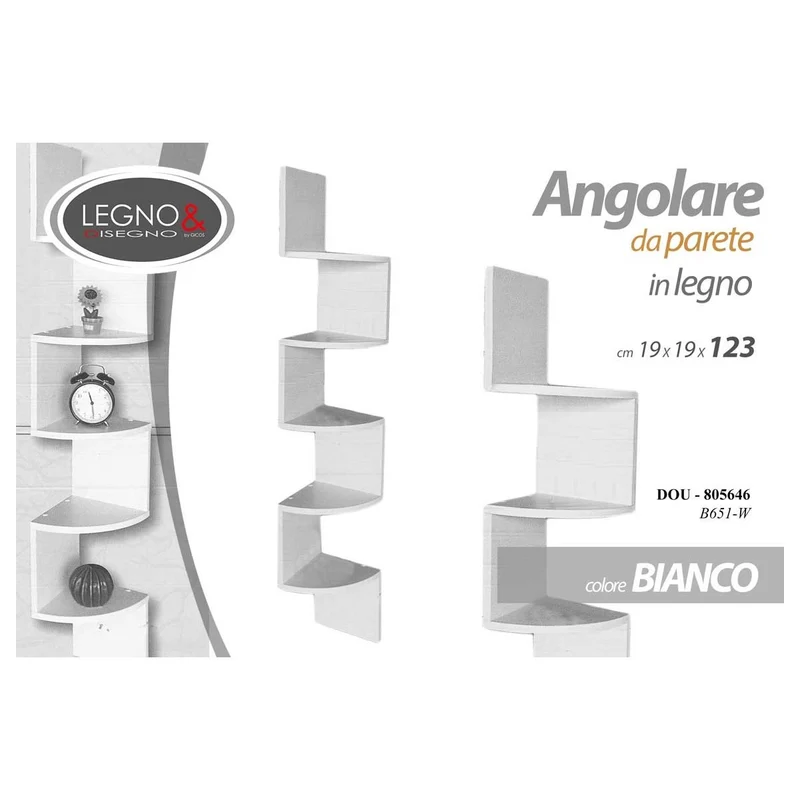 Angolare bianco 4 ripiani cm 19x19x123 h