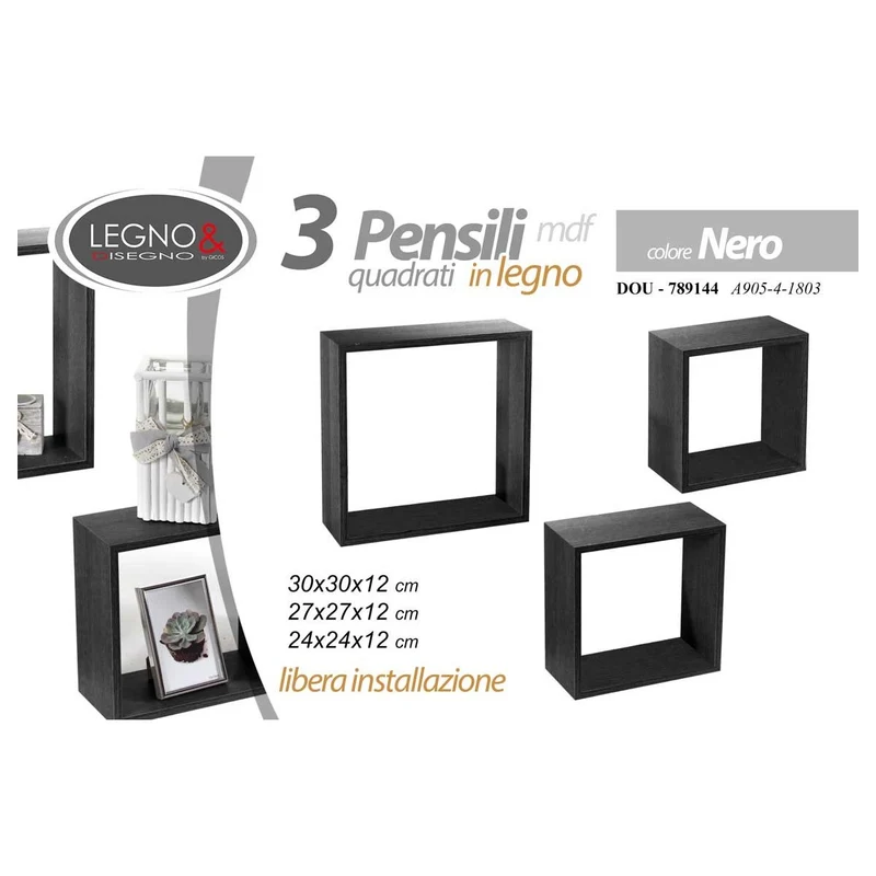 Set 3 moduli nero 30-27-24 cm