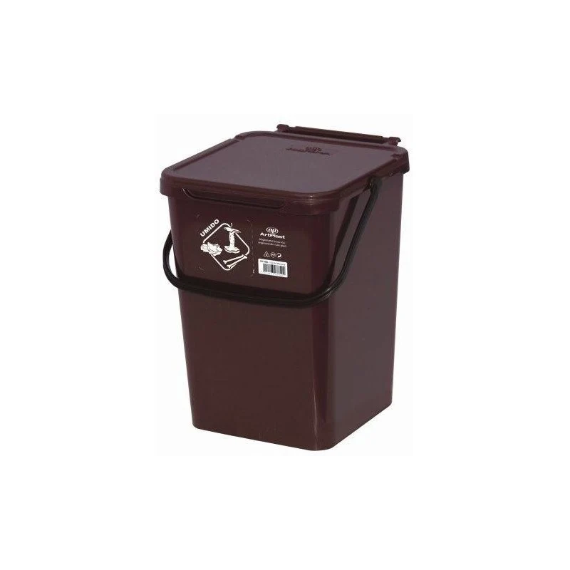 Pattumiera per raccolta differenziata con coperchio marrone 10 lt