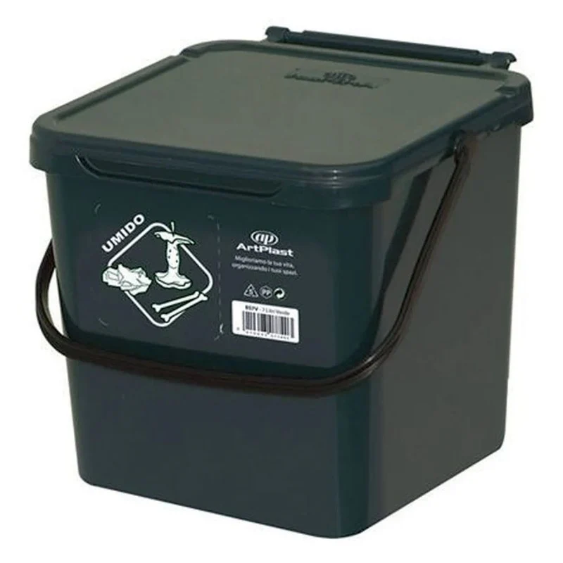 Cassonetto per raccolta differenziata verde 7 Litri