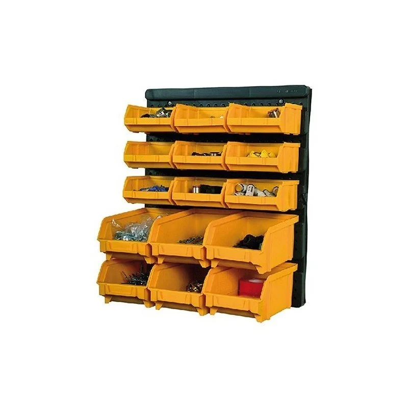 Pannello portautensili con 15 contenitori cm 38,5x32,3x18h