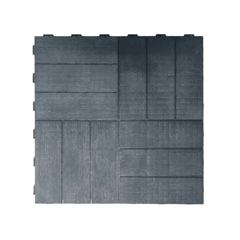 Piastrella da esterno autoagganciante effetto legno grigio scuro cm 56,3x56,3