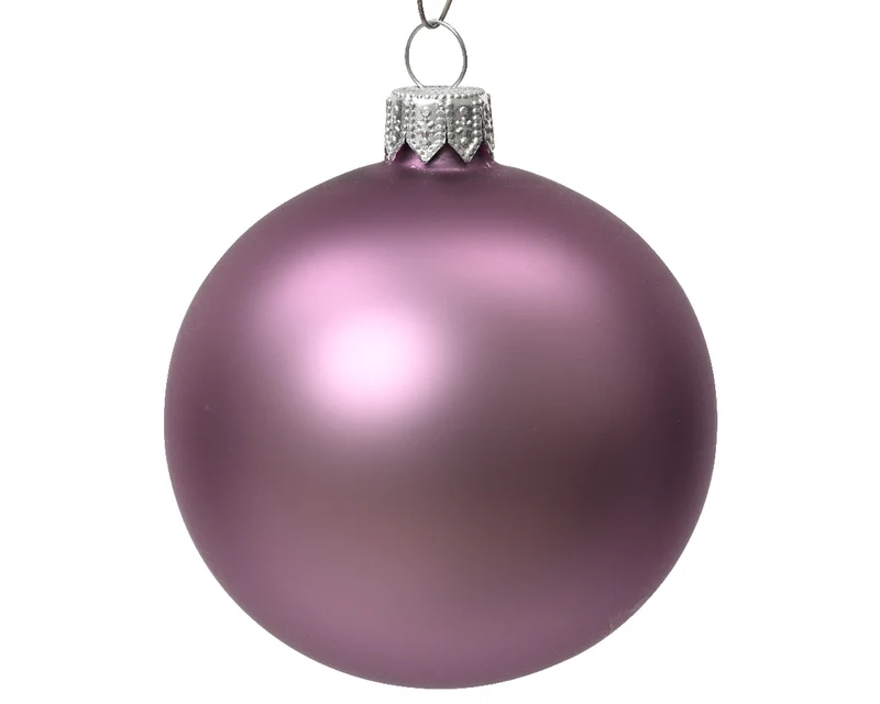Box 6 Palline di Natale in vetro opaco lilla cristallo ø 8cm