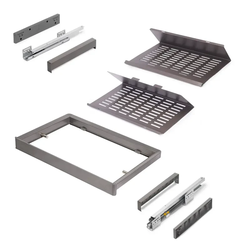 Kit cassetto portascarpe estraibile Quartz per armadi modulo 600 mm titanio