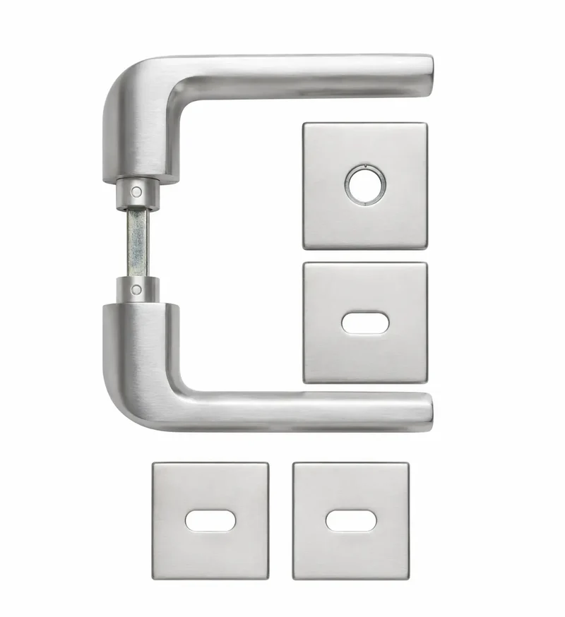 Coppia maniglie Carter Q8 con bocchetta foro chiave MM5 Zalor Cromo Satinato