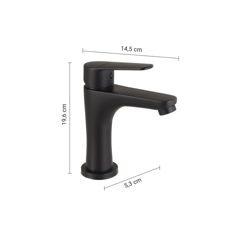 Miscelatore Como per lavabo basso nero matt 19,6 x 5,3 x 14,5 cm