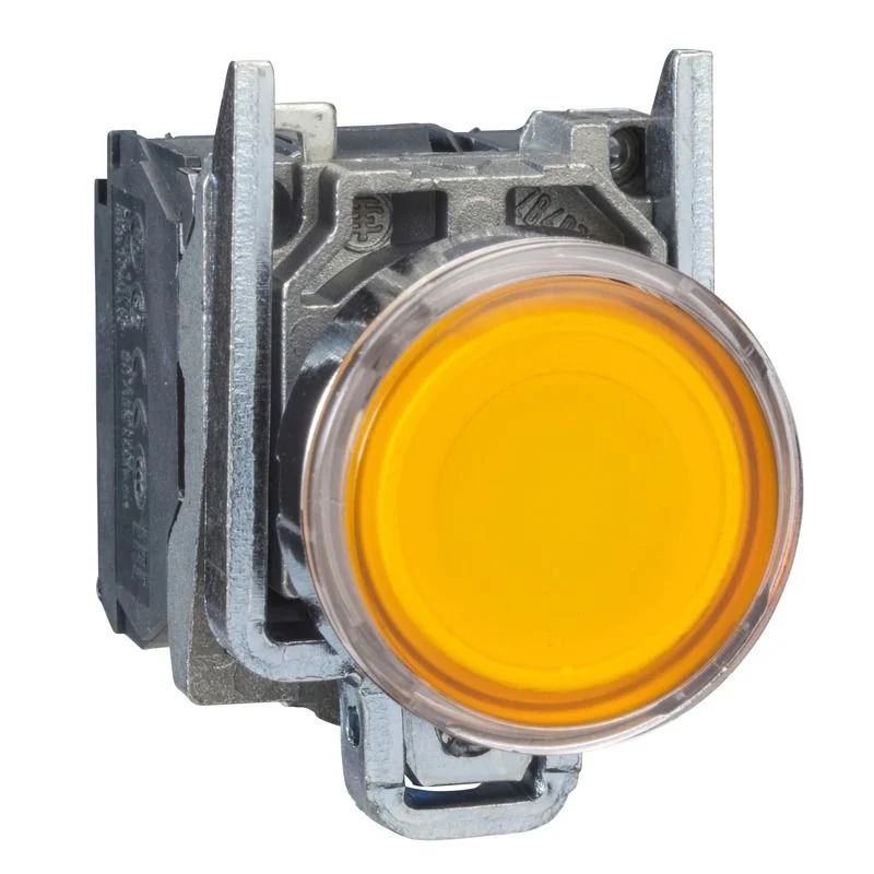 SCHNEIDER XB4BW35B5 - Pulsante luminoso arancione Ø22 - filoghiera ad impulso - 24Vac/dc - 1NO+1NC - LED universale