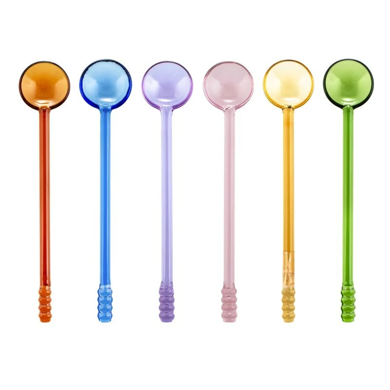 Set 6 cucchiaini Bibita in vetro borosilicato ass