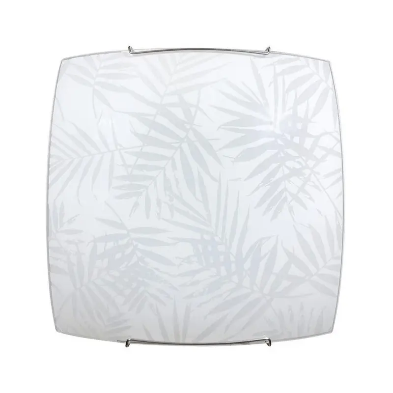 Vanessa plafoniera 2xE27 vetro bianco ganci cromo decorato foglie