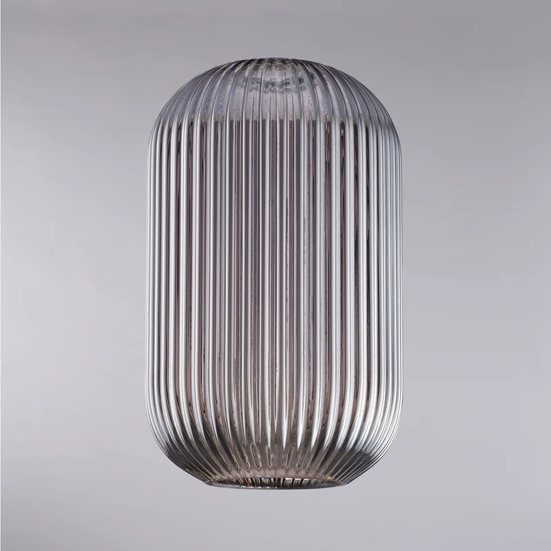 diffusore in vetro soffiato grigio specchiato con decoro rigatura in rilievo H.34 - Ø20
