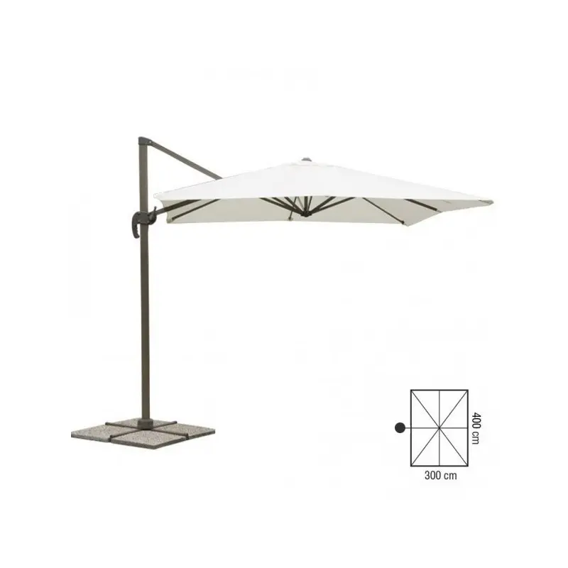 Ombrellone Deluxe a braccio 3x4 m ecrù effetto legno
