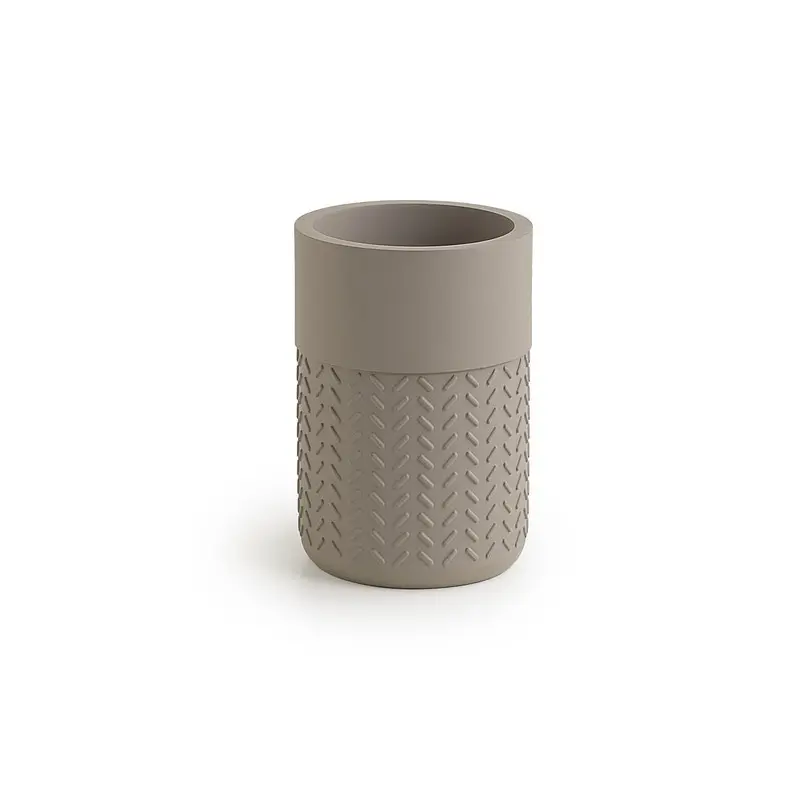 Portaspazzolini Thea in resina grigio / verde cm 10,5 x 7,5 x 7,5