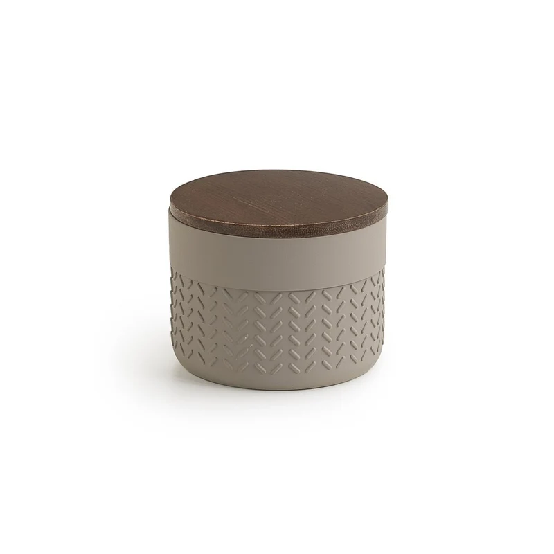Contenitore organizer Thea in resina e bambù 7,3 x 9,5 x 9,5 cm grigio/naturale