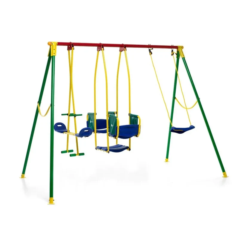 Altalena da giardino per bambini 5 posti con cavalluccio e gondola cm 294x166x200h