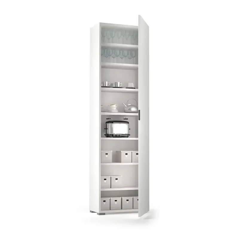 Mobile multiuso 1 anta bianco con 7 ripiani regolabili 50x30xH182 cm