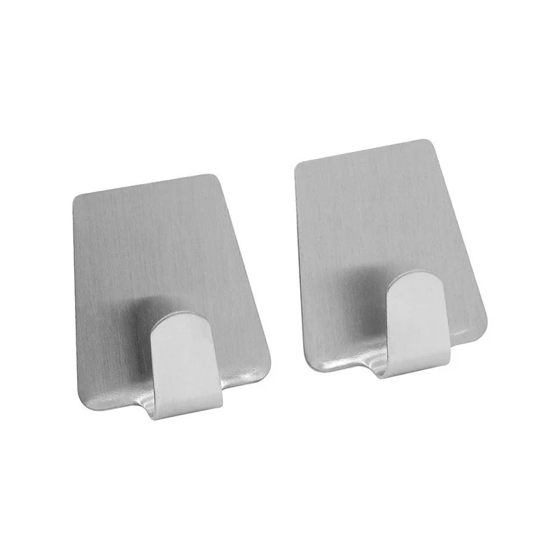 Ganci adesivi quadrati in acciaio inox 2 pz