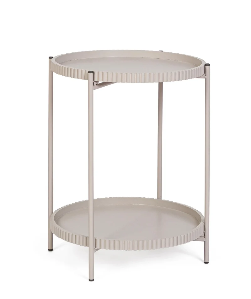 Tavolino 2 piani Herdys tortora beige ø42x52 cm