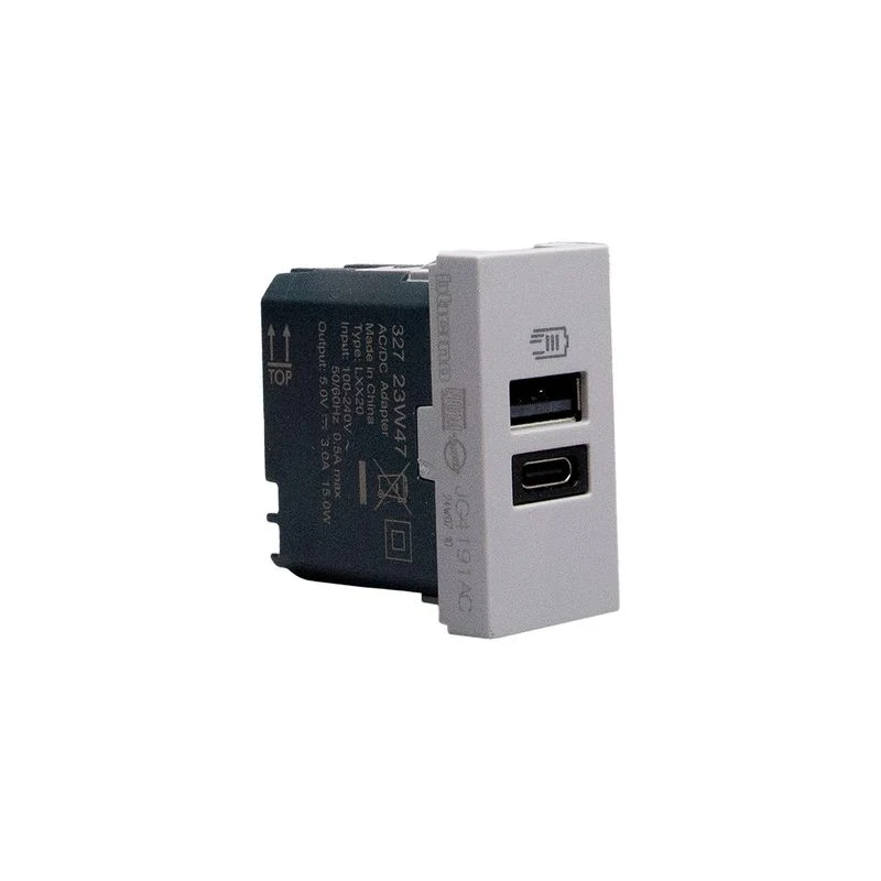 BTICINO JG4191AC - Caricatore USB con una porta tipo A e una tipo C - 15W