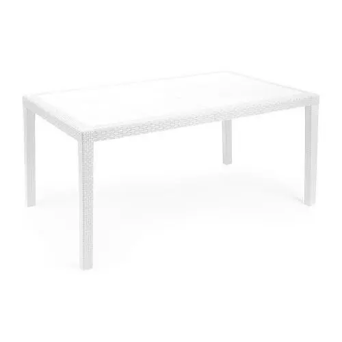 Tavolo rettangolare Prince effetto rattan bianco cm 150x90x72h