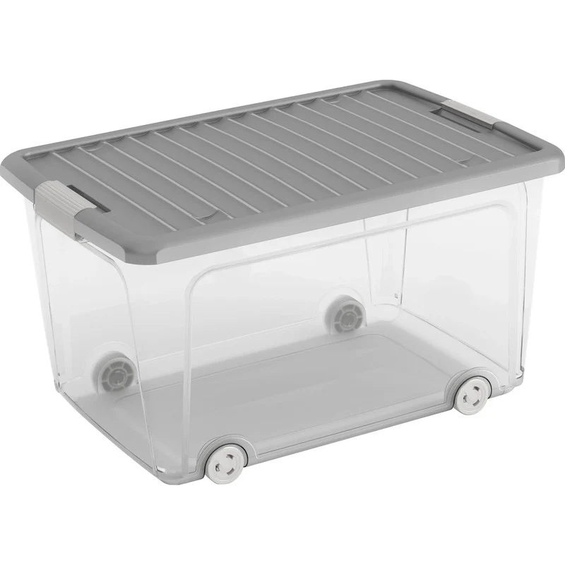 Contenitore Kis W Box alto con ruote grigio cm 31,5x39x56,5 h