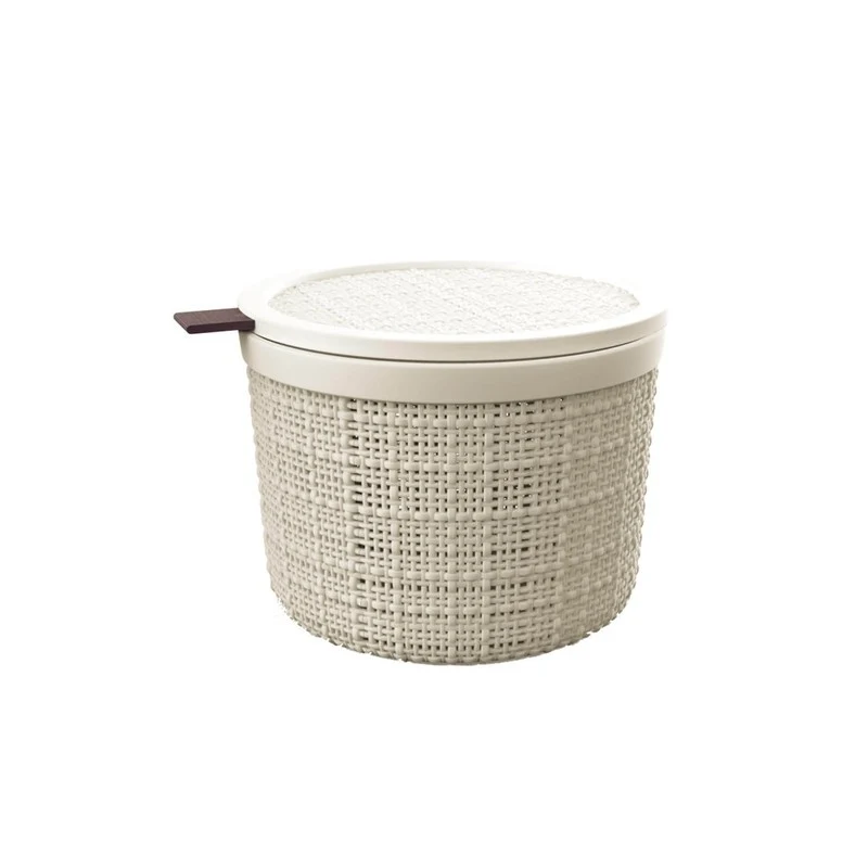 Cestino Curver tondo con coperchio beige 2l Ø17x13 h cm