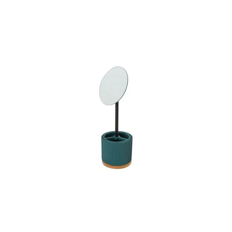 Specchio moderno con portaoggetti D14 cm colore Petrolio