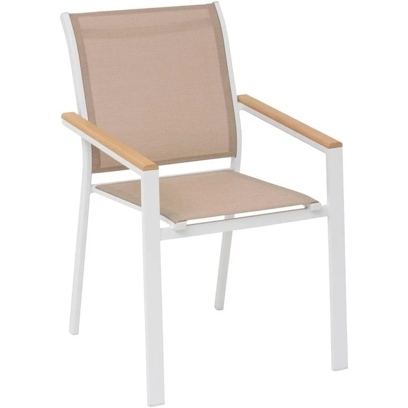 Sedia Essentia con braccioli lino-bianco cm 63x56x88h
