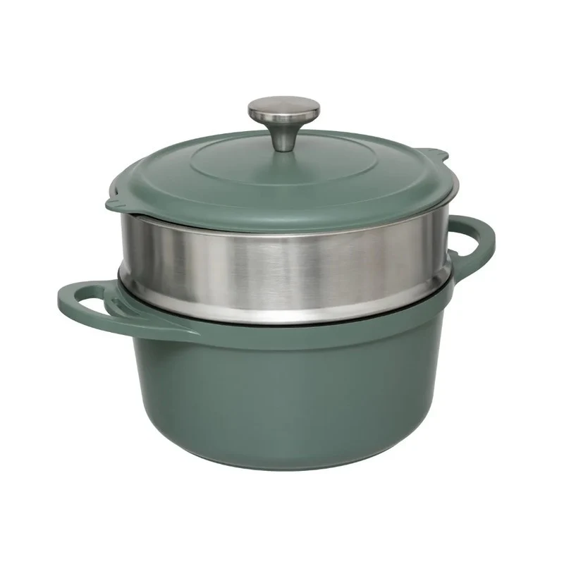 Pentola a vapore D24 cm in fusione di alluminio verde
