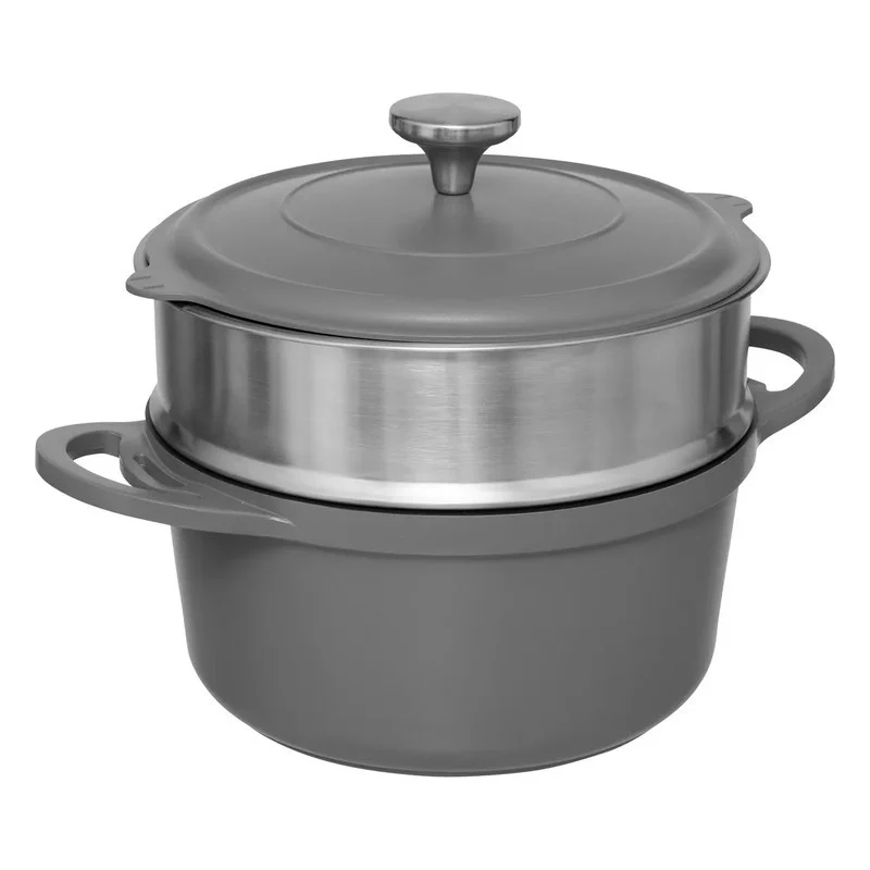 Pentola a vapore D24 cm in fusione di alluminio grigio