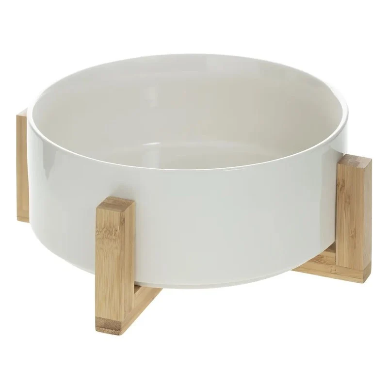 Insalatiera Ø 23 cm bambù e ceramica bianco