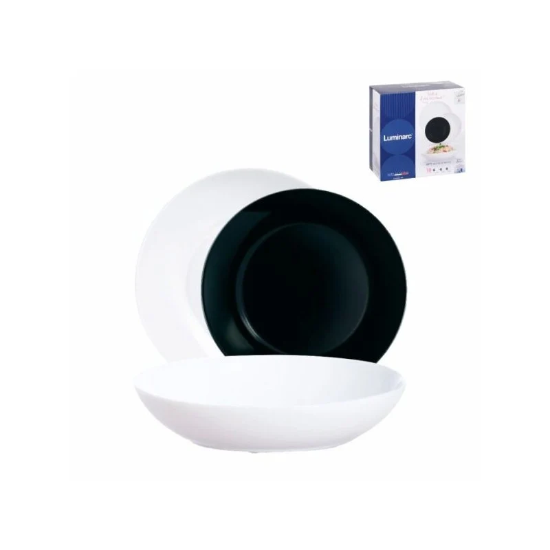 Servizio piatti Luminarc Apy 18 Pezzi bianco e nero in vetro temperato