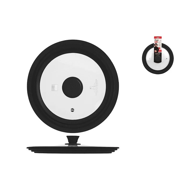 Coperchio in vetro con bordo in silicone compatibile con Ø 24/26/28 cm